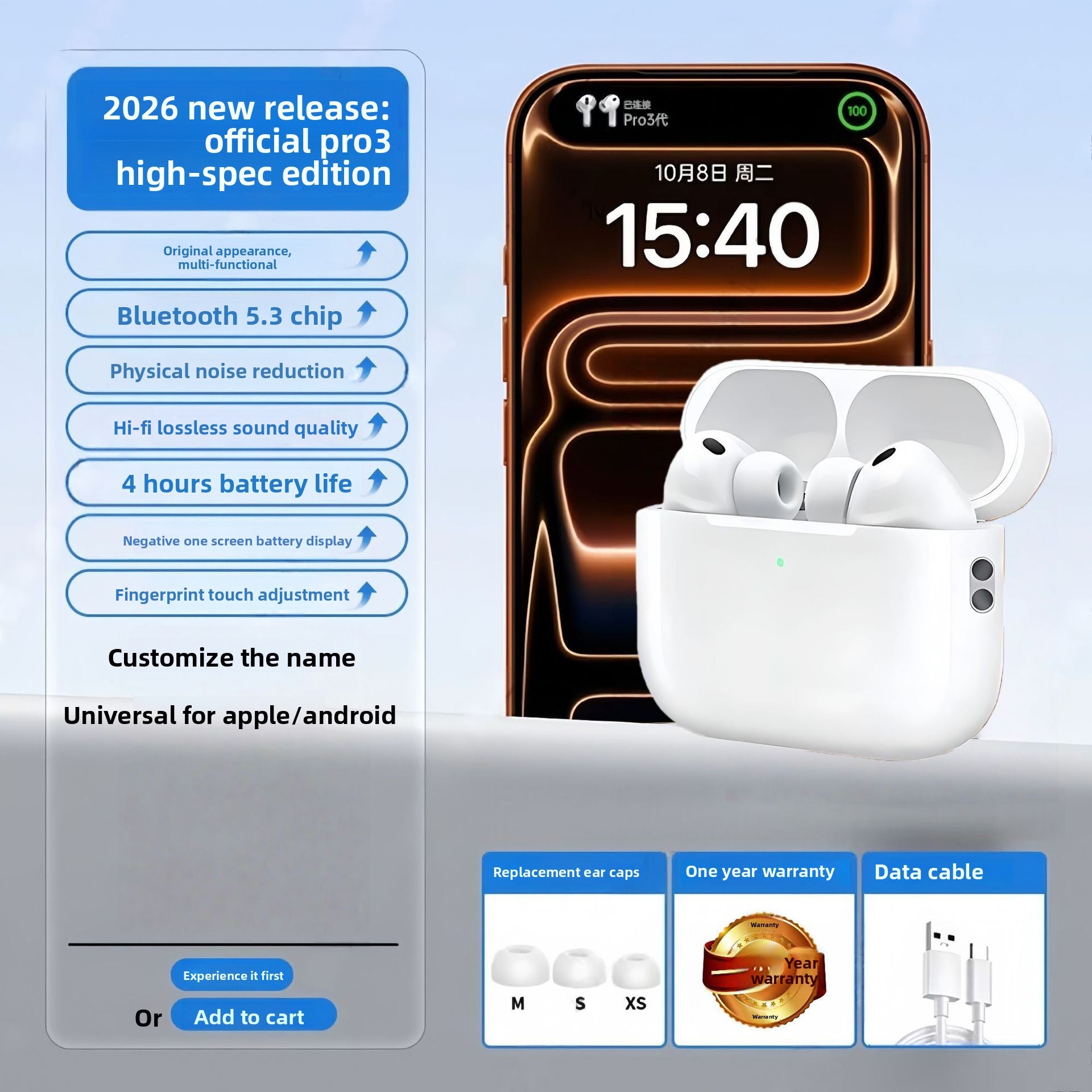 Wireless Bluetooth Earbuds Pro – Noise Cancelling True Wireless 2026