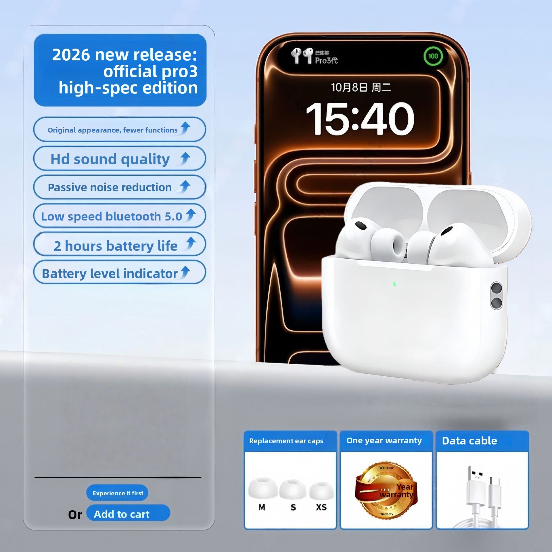 Wireless Bluetooth Earbuds Pro – Noise Cancelling True Wireless 2026